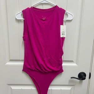 NWT women’s pink small drape front tank bodysuit- a new day